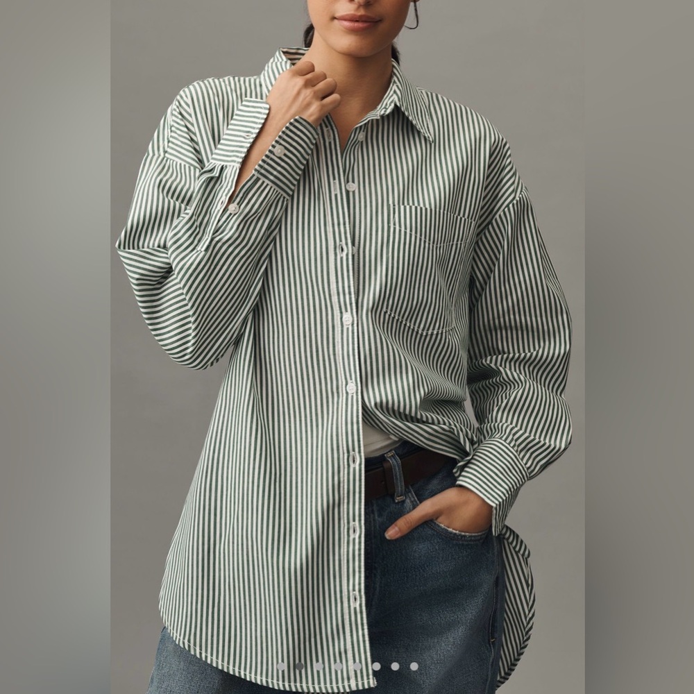 The Bennet Buttondown Shirt by Maeve - Size S - Moss - Picture 2 of 12